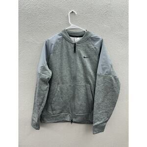 Nike Mens Bomber Jacket Size Medium Therma-FIT Gray Full Zip Training Jacket
